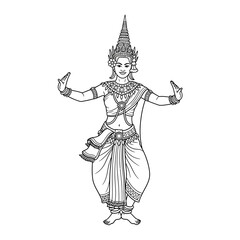 Fototapeta premium Graceful Cambodian Traditional Dancer Pose Illustration Artwork