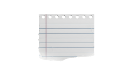 Torn lined paper with hole punches on black background