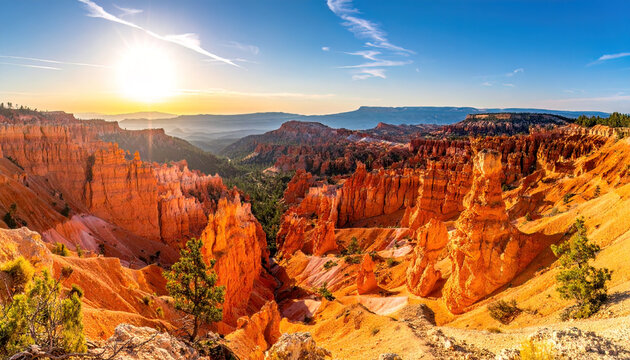 Bryce Canyon National Park, in Utah, is known for crimson-colored hoodoos, which are spire-shaped rock formations.