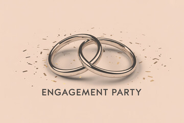 Celebrate your engagement with elegant gold rings and confetti, perfect for invitations or announcements of your special day, offering a touch of sophistication