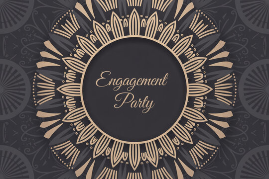 Elegant engagement party invitation design with floral mandala, perfect for wedding celebrations and romantic events with a touch of vintage glamour and style