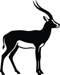 Elegant Antelope Silhouette &ndash; Standing Gazelle Wildlife Vector Illustration Isolated on Transparent Background