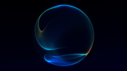 Minimal deep-blue glowing orb with calm elegant light reflections on a dark luxury background. Clean futuristic abstract design for premium branding, business style and refined digital visual identity