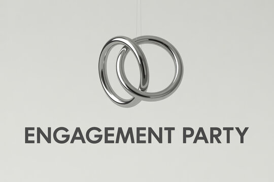 Celebrate everlasting love with this elegant engagement party design featuring intertwined rings, perfect for invitations, announcements, or romantic event themes