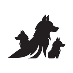 wolf pack vector silhouette clip art logo design illustration. wolf pack icon collection
