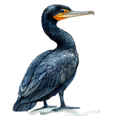 High-resolution watercolor painting vector of Cormorant, isolated on a white background.
