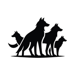wolf pack vector silhouette clip art logo design illustration. wolf pack icon collection