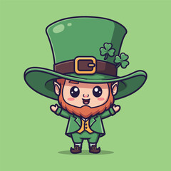 Cute Cartoon Leprechaun for St Patrick's Day Celebration