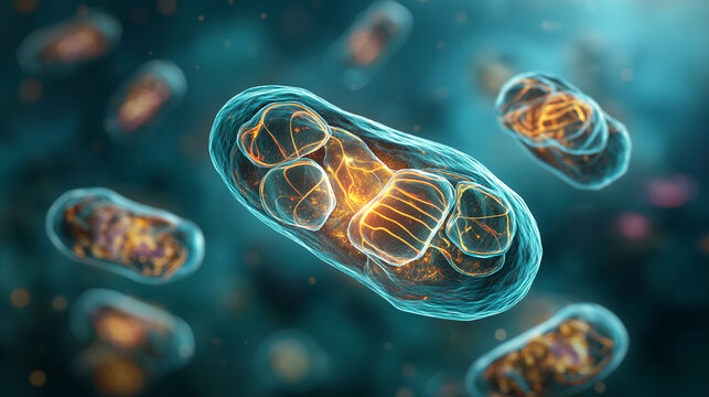 Scientific illustration of akkermansia muciniphila gut bacteria cells. Suitable for medical presentations, educational materials, and microbiology research publications.