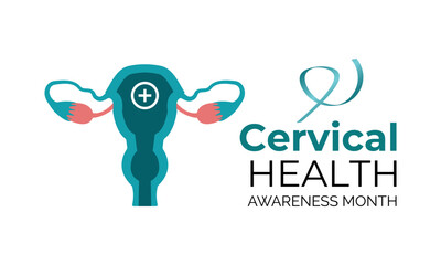 January is Cervical Cancer Awareness Month. Most commonly, it affects women over 30 .Design for cards, prints, social media, poster, flyer and background design template.