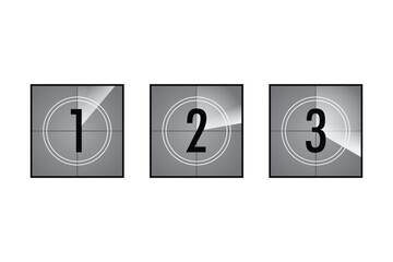 Metallic number icons with glossy square frames.