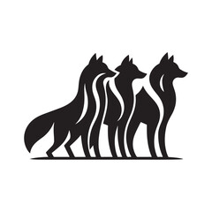 wolf pack vector silhouette clip art logo design illustration. wolf pack icon collection