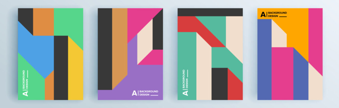 Modern abstract covers set, minimal covers design. Colorful geometric background, vector illustration.