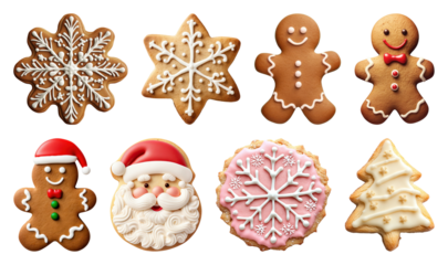 PNG Festive gingerbread cookies delight, element set on transparent background