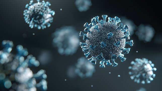 Microscopic view of the covid19 virus particle. Perfect for medical research, education, science presentations, health articles, and pharmaceutical content. - Powered by Adobe