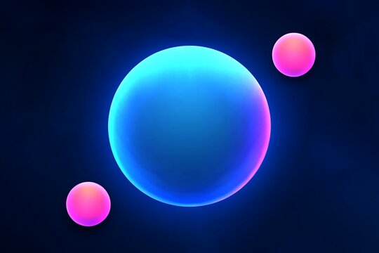 Abstract glowing blue orb with pink accents on dark background