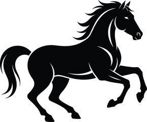 Elegant Running Horse Silhouette &ndash; Isolated on Transparent Background Black Stallion Vector Illustration