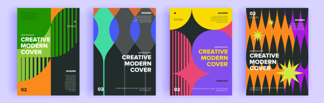 Modern abstract covers set, minimal covers design. Colorful geometric background, vector illustration.