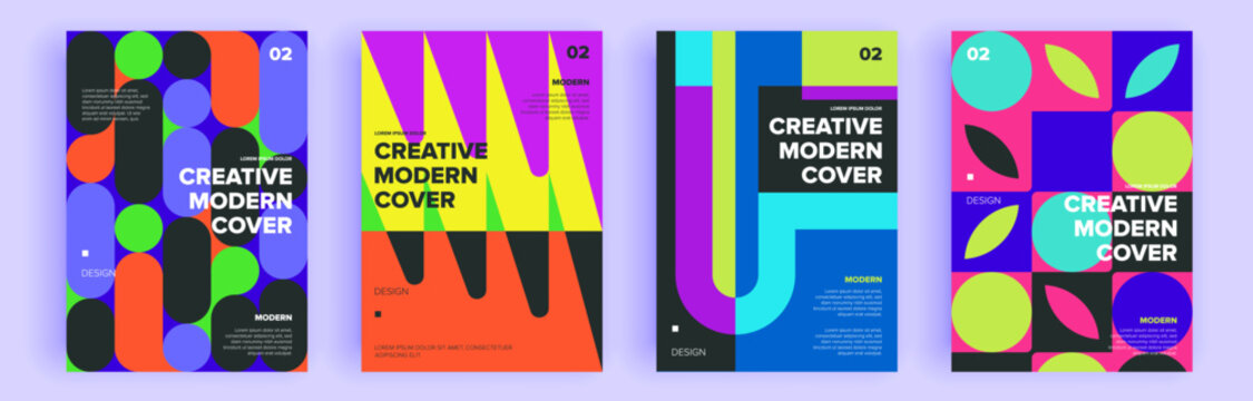 Modern abstract covers set, minimal covers design. Colorful geometric background, vector illustration.