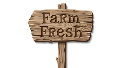 Wooden sign with carved Farm Fresh text on a post