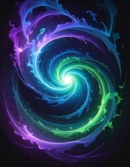 Swirling vibrant hues of energy coalesce into a brilliant vortex