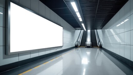 Abandoned subway station with a working escalator