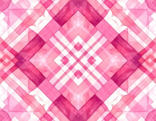 Symmetrical abstract composition of pink and white watercolor