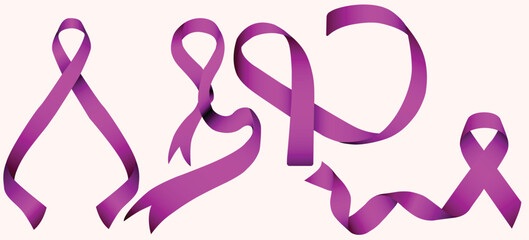 Purple Awareness Ribbon Set – Stylized Symbolic Designs for Advocacy Merch, Blogs & Support Bundles