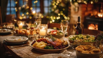 8k, realistic, full ultra HD, high resolution, cinematic photography A cozy family gathering on New Year's