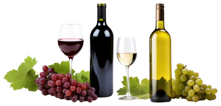 Elegant wine bottles and glasses