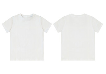 Two blank white t shirts front and back isolated on transparent background © Tohmina