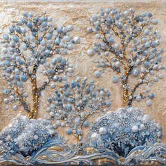 Sparkling Winter Landscape Art with Rhinestones