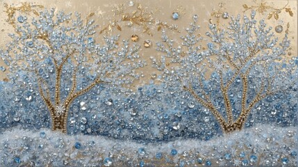 Sparkling Winter Landscape Art with Rhinestones