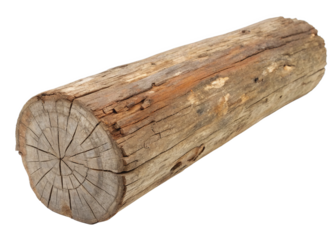 Old wooden log isolated on a transparent background.