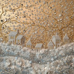 Winter Crystal Snow Village Art