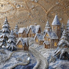 Winter Crystal Snow Village Art