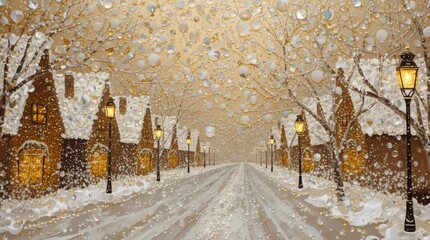 Winter Crystal Snow Village Art