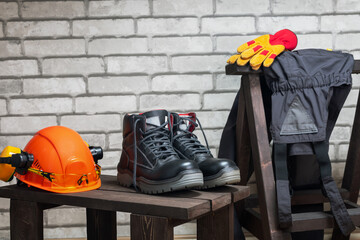 Work safety protection equipment with copy space.