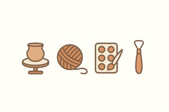 Minimal icon set of slow hobby tools