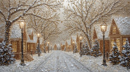 Winter Crystal Snow Village Art