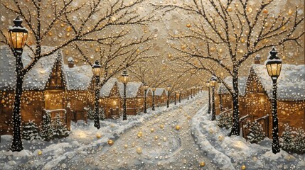 Winter Crystal Snow Village Art