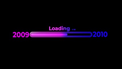 Loading bar from year 2009 to 2010 with neon glow effect progress future.Happy new year loading bar.