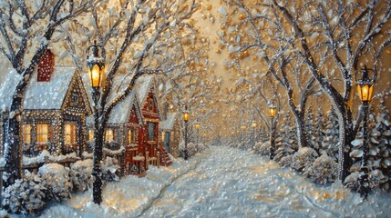 Winter Crystal Snow Village Art
