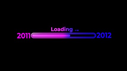 Loading bar from year 2011 to 2012 with neon glow effect progress future.Happy new year loading bar.