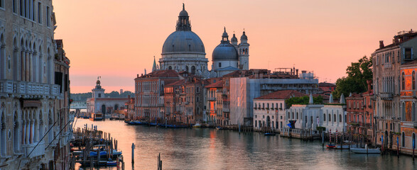 Santa salute church neas Canal grande in venice at dawn