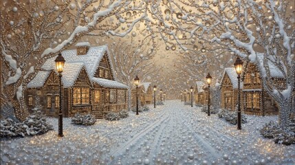 Winter Crystal Snow Village Art
