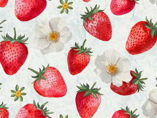 water color strawberry flower art, 