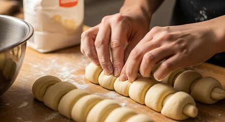 Crafting homemade dough rolls, a culinary creation in process, delicious