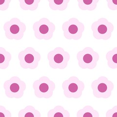 Cute seamless pink flower pattern background. Minimalist floral groovy retro design for fabric, wallpaper, branding, greeting cards, and textile prints.