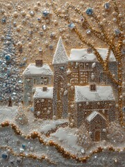 Winter Crystal Snow Village Art
